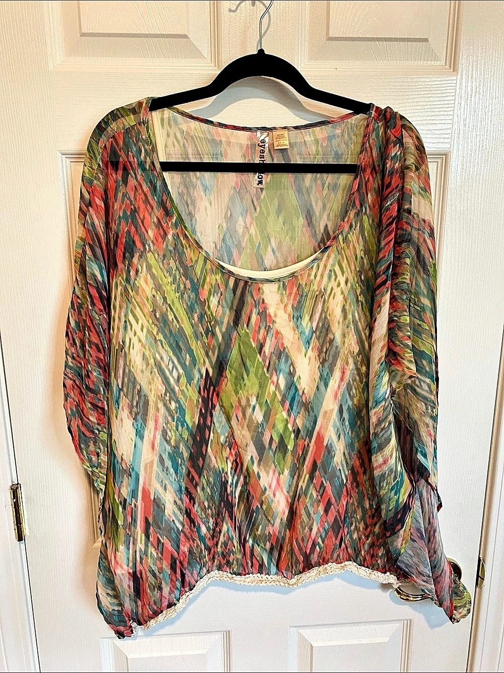 Eyeshadow Multicolor Sheer Tunic with Cami Under 2X
